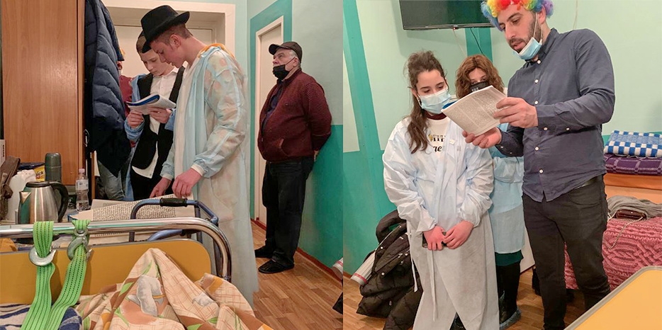 Праздник Пурим в больничной палате – семья Пикельных провела чтение Свитка Эстер для Натальи Михайловны Козаринской