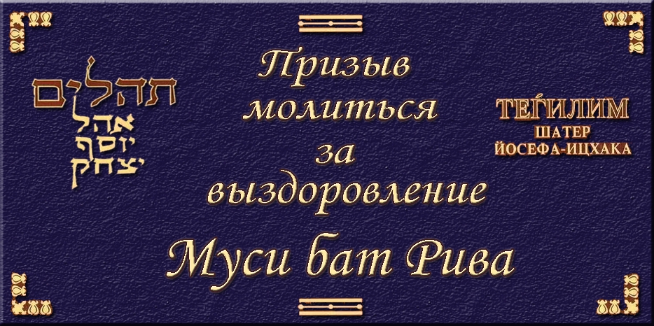 Большая просьба ко всем – молитесь за выздоровление Муси бат Ривы!