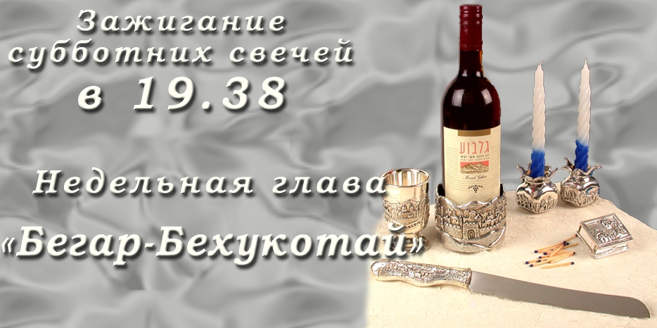 Время зажигания субботних свечей