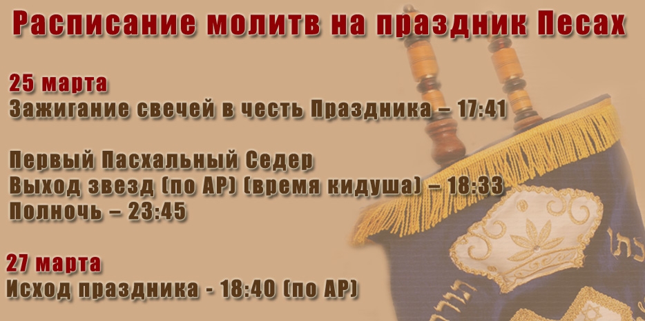 Расписание молитв на праздник Песах