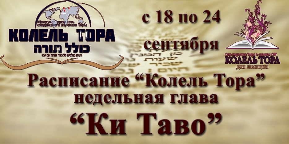 Расписание занятий по программе «Колель Тора»