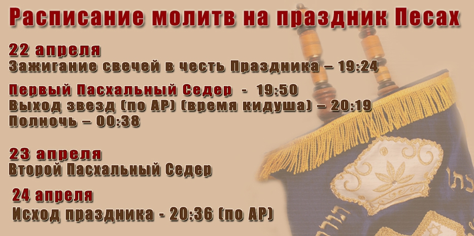 Расписание молитв на праздник Песах